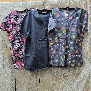 Bundle of 3 scrubs v-neck tops. Brands- UA Scrubs, White Cross, Scrubstar sz.M